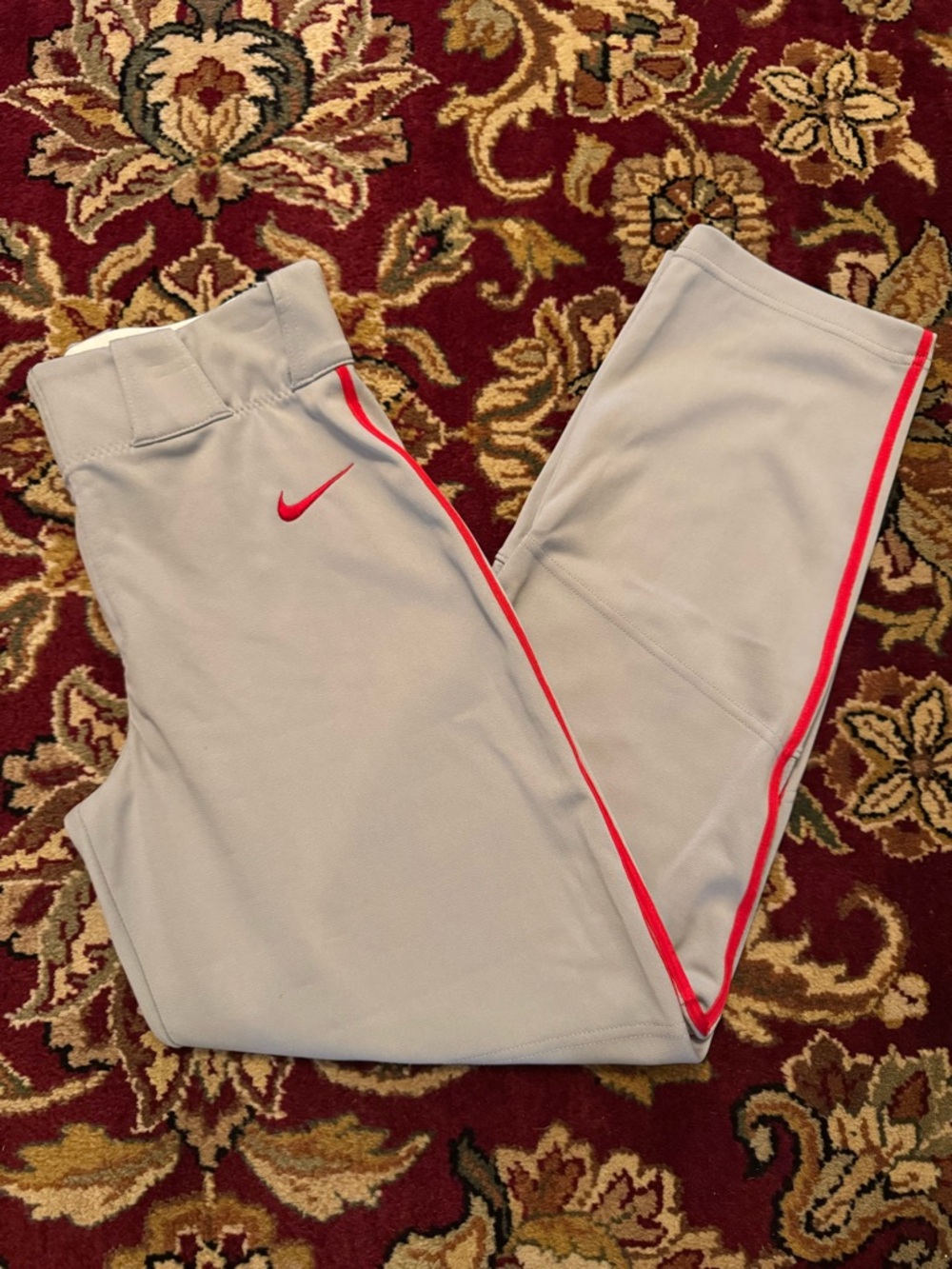 NWOT Nike Boys Vapor Select High Pipping Red, Grey Baseball Pants- Size Y XLarge